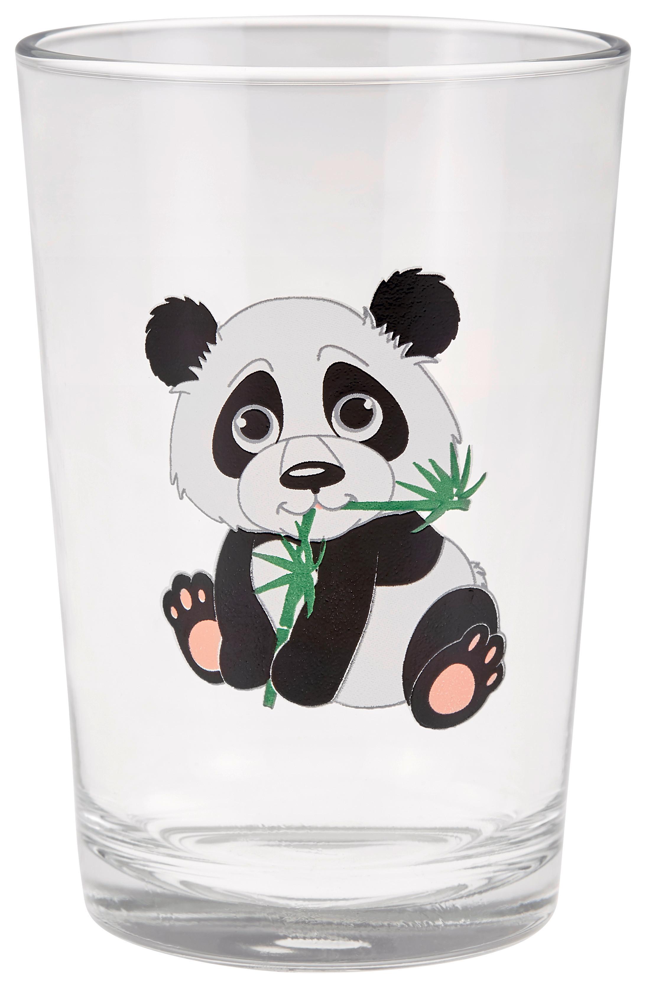Trinkglas Mit Panda Yang Yang Ca. 205 Ml - Klar/Schwarz, MODERN, Glas (6,8/9,9cm) - Luca Bessoni