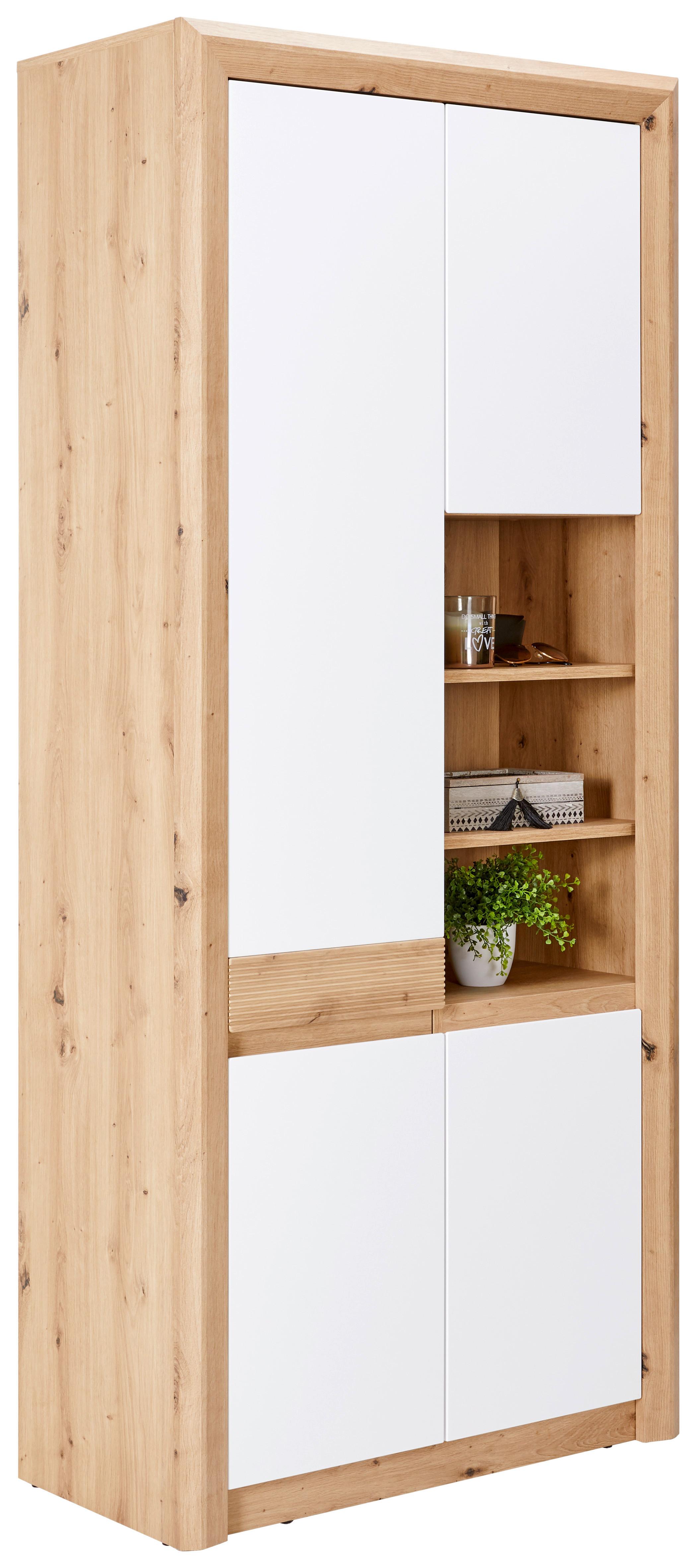 Schuhschrank Kashmir New Weiß/ Eiche Dekor 3-Türig B: 84 cm