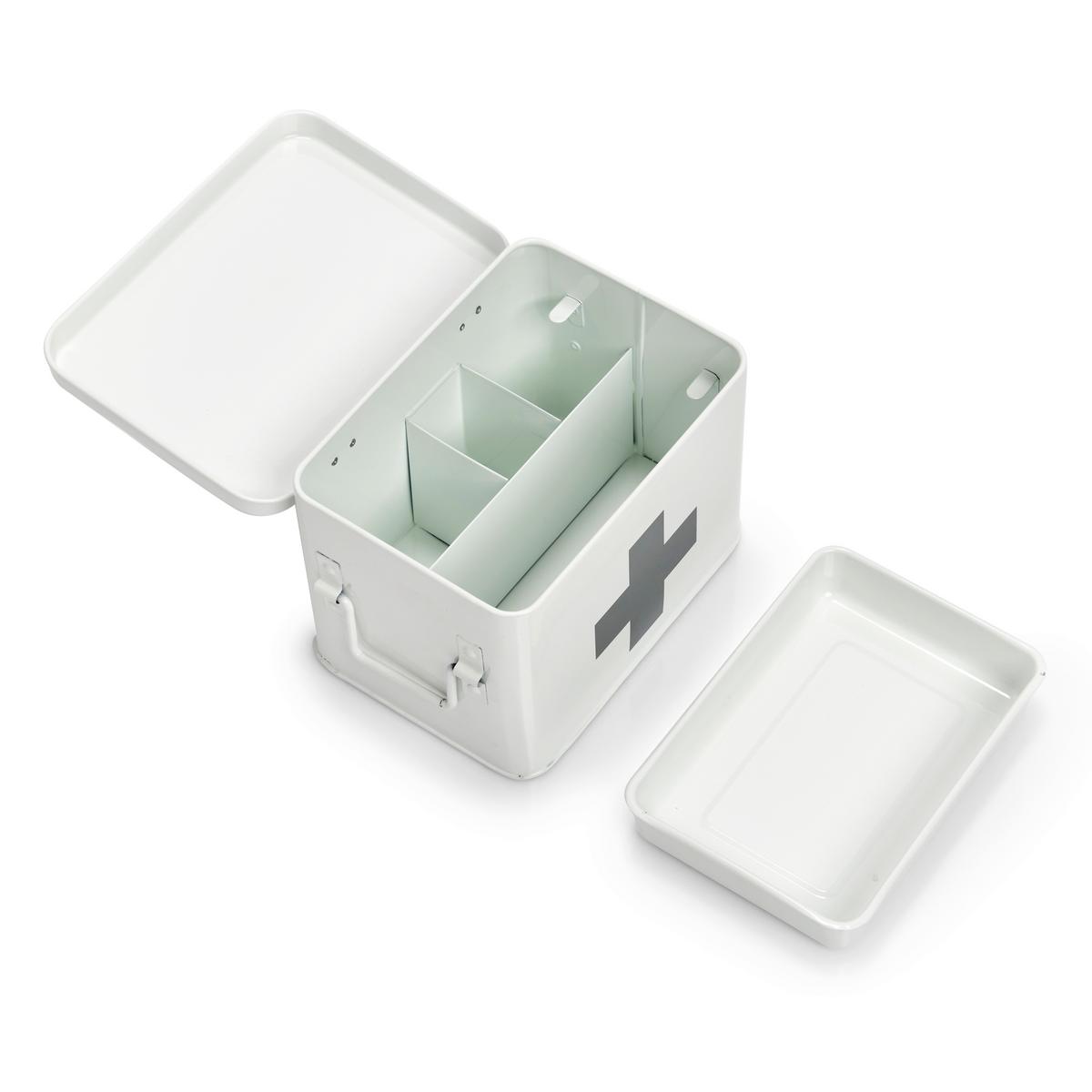 Medizinbox Weiß Metall, Tragegriff - Weiß, Basics, Metall (22.5/16.5/15.5cm) - Zeller Present