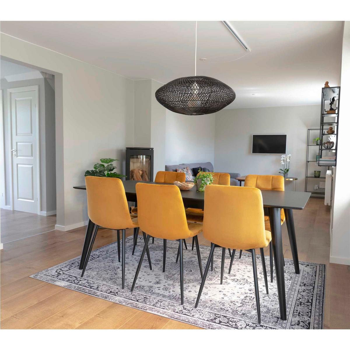 Stuhl-Set Middelfart Senfgelb B: 44 cm - Senfgelb/Schwarz, MODERN, Textil/Metall (44/86/55cm) - MID.YOU