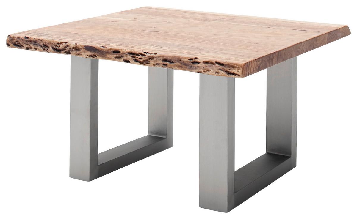 Couchtisch Holz mit Massiver Tischplatte Cartagena, Akazie - Edelstahlfarben/Akaziefarben, MODERN, Holz/Metall (75/45/75cm)