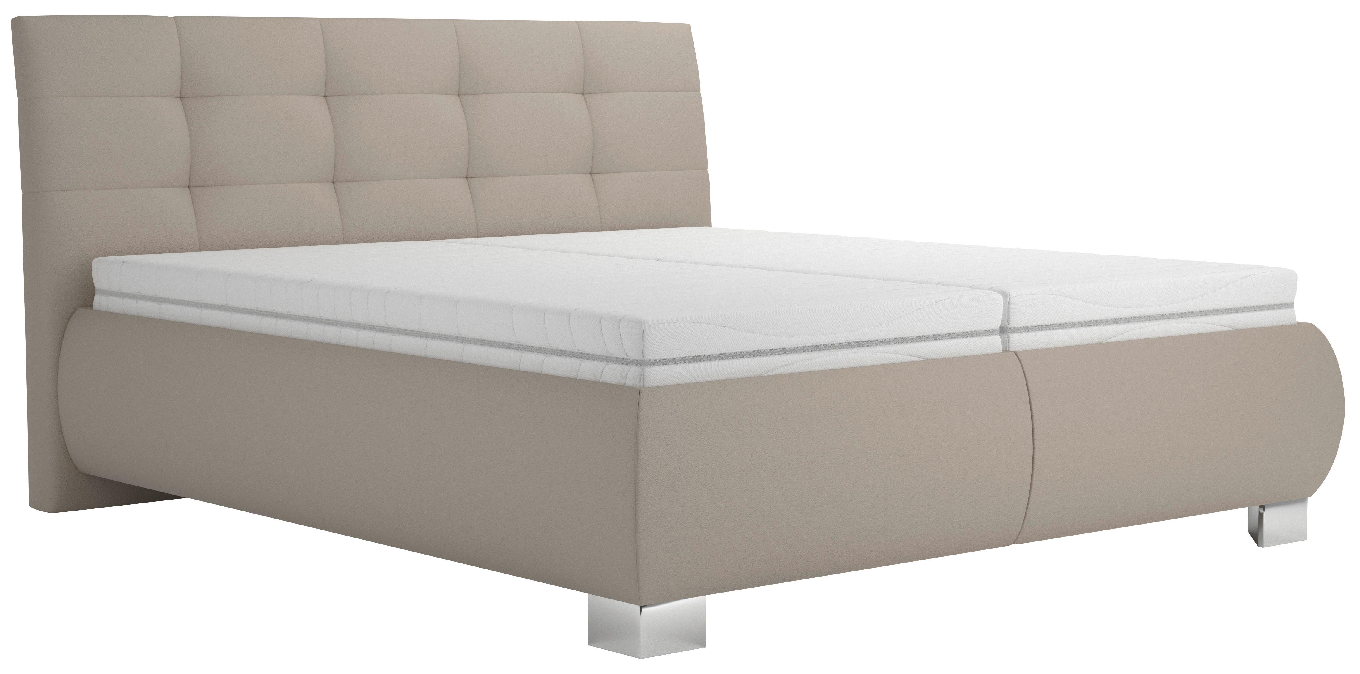 Manželská postel s roštem Universe, 180x200, krémová - krémová, Moderní, textil (180/200cm)