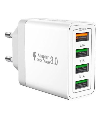 Multistecker Josef - Weiß/Grau, Basics, Kunststoff/Metall (9,3/4,7/2,8cm) - Ondega