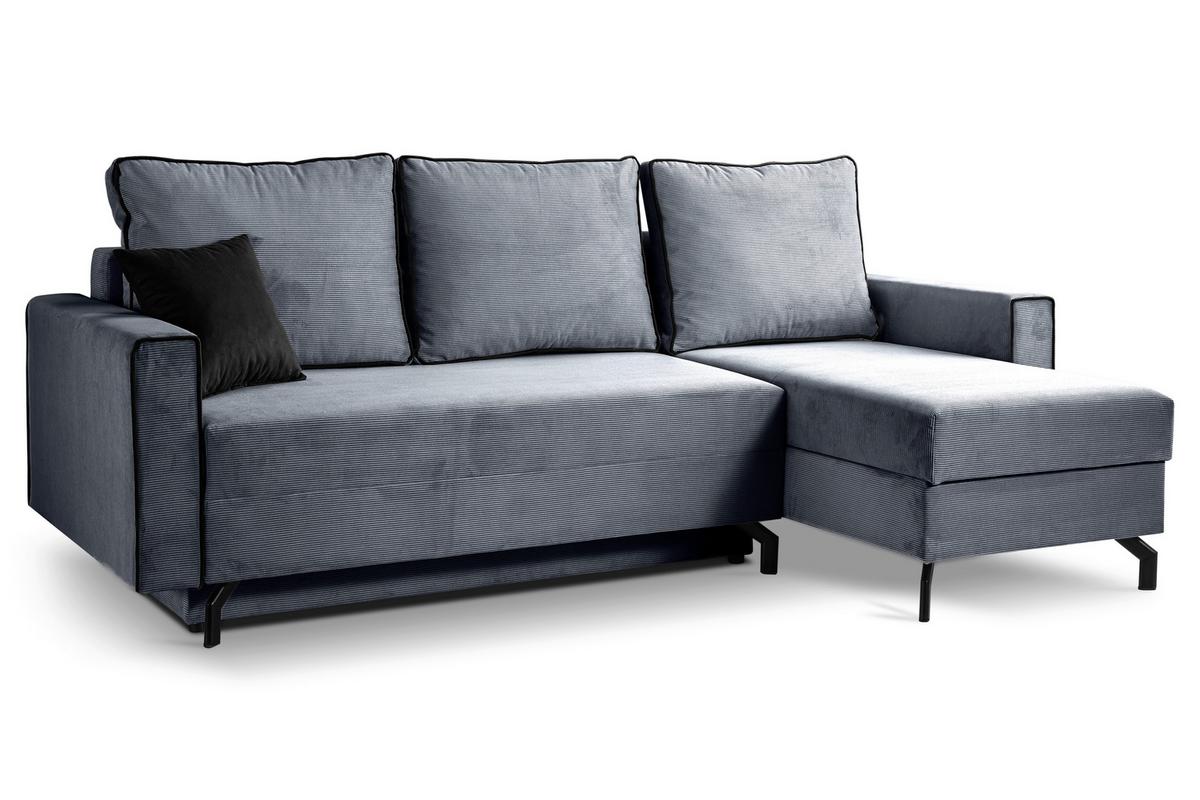 Ecksofa Marti Blaugrau S: 230x148cm - Blaugrau/Schwarz, Basics, Holz/Textil (230/148cm) - MID.YOU