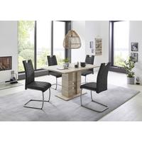 Tischgruppe Ulla G - Anthrazit/Sonoma Eiche, MODERN, Holzwerkstoff/Textil (140 - 220/76/90cm) - MID.YOU