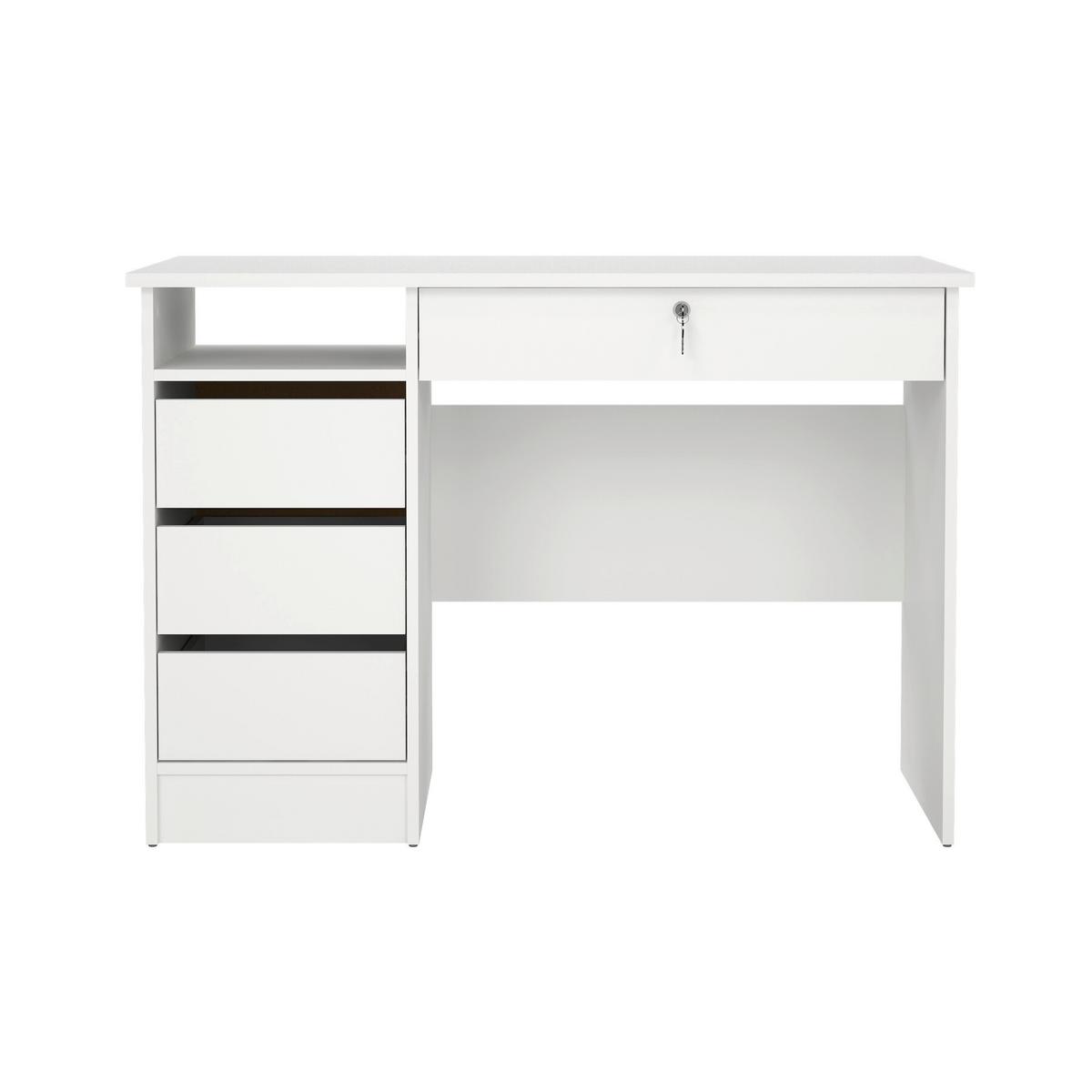 Schreibtisch Function Plus,weiß,l: 109,3 cm - Weiß, MODERN, Holzwerkstoff (109,3/48,5/75,6cm) - MID.YOU