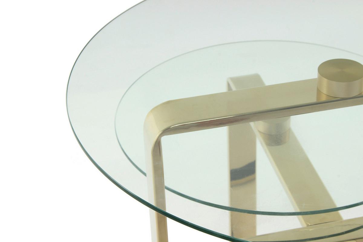Beistelltisch Katris 100 Gold - Klar/Goldfarben, Design, Glas/Metall (46/46/60cm) - Kayoom