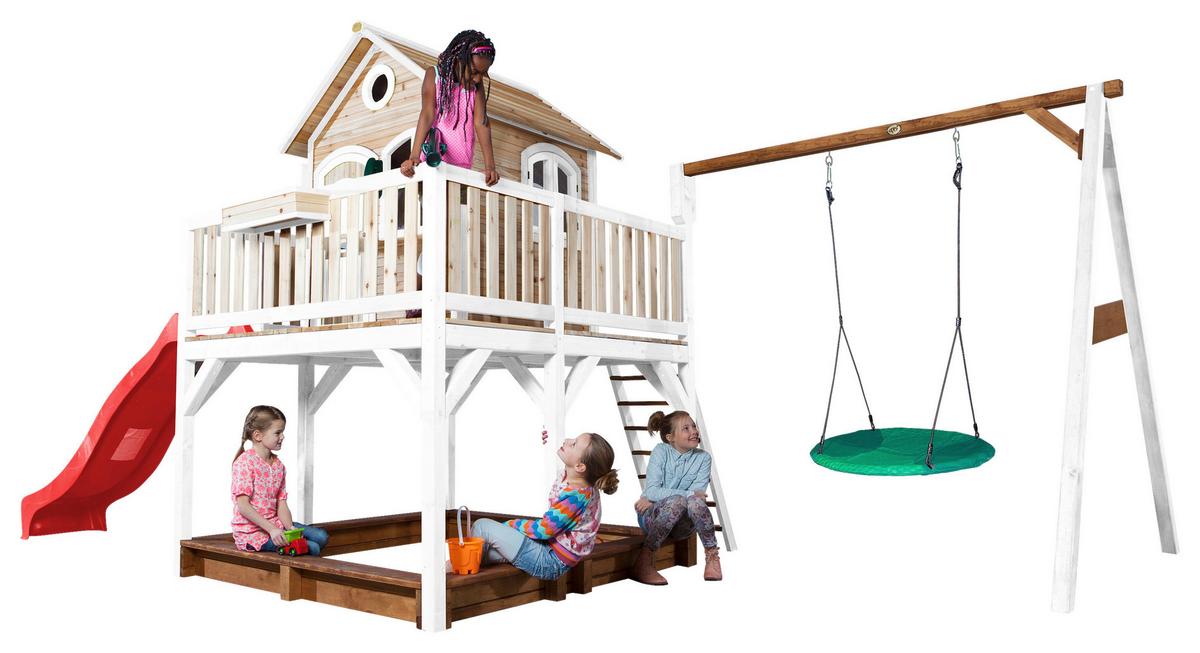 Spielturm A030.154.21 - Rot/Braun, KONVENTIONELL, Holz (613/291/277cm) - Ambia Garden