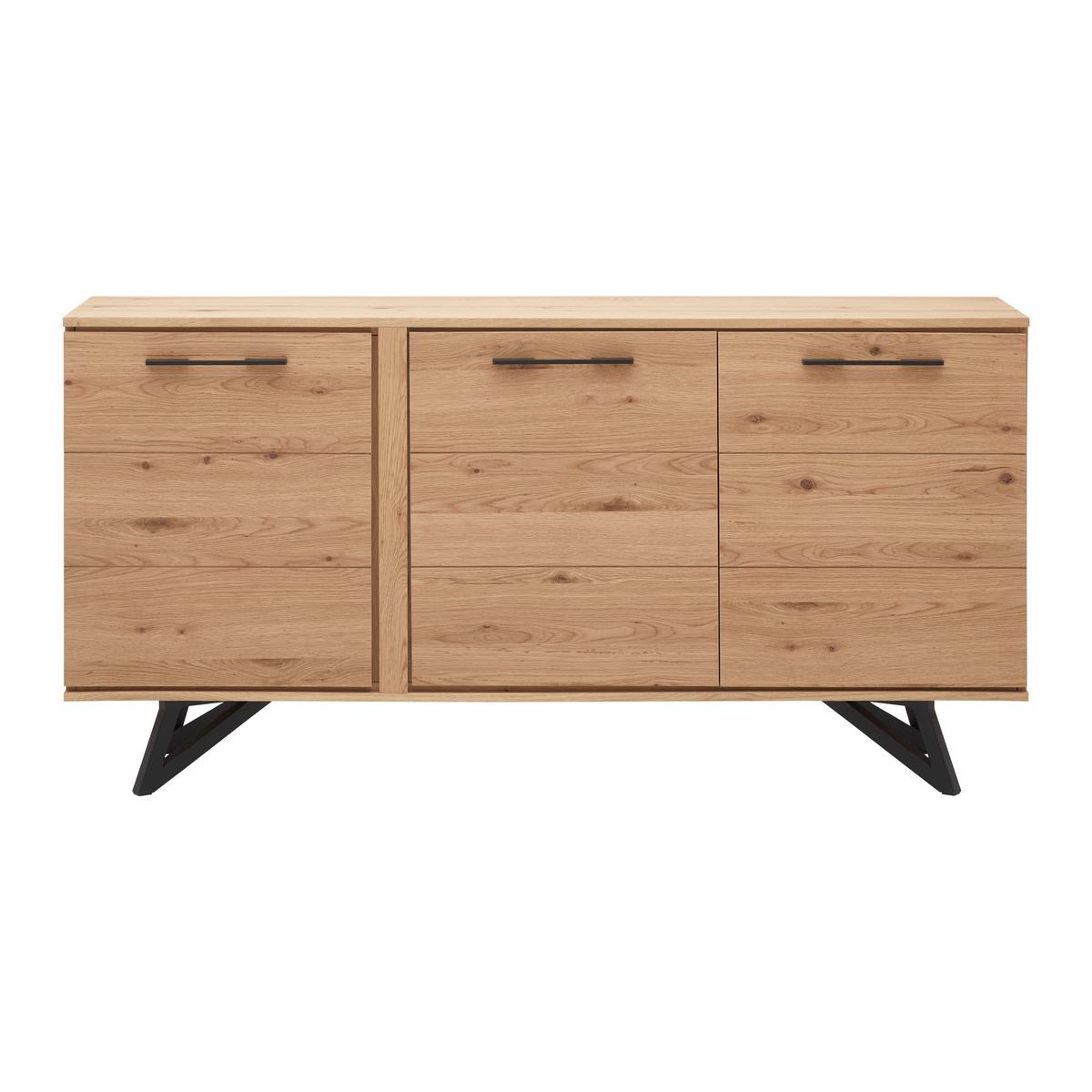 Široká komoda EMILIO dub - barvy dubu/černá, Moderní, kov/dřevo (170/85/40cm) - Bessagi Home