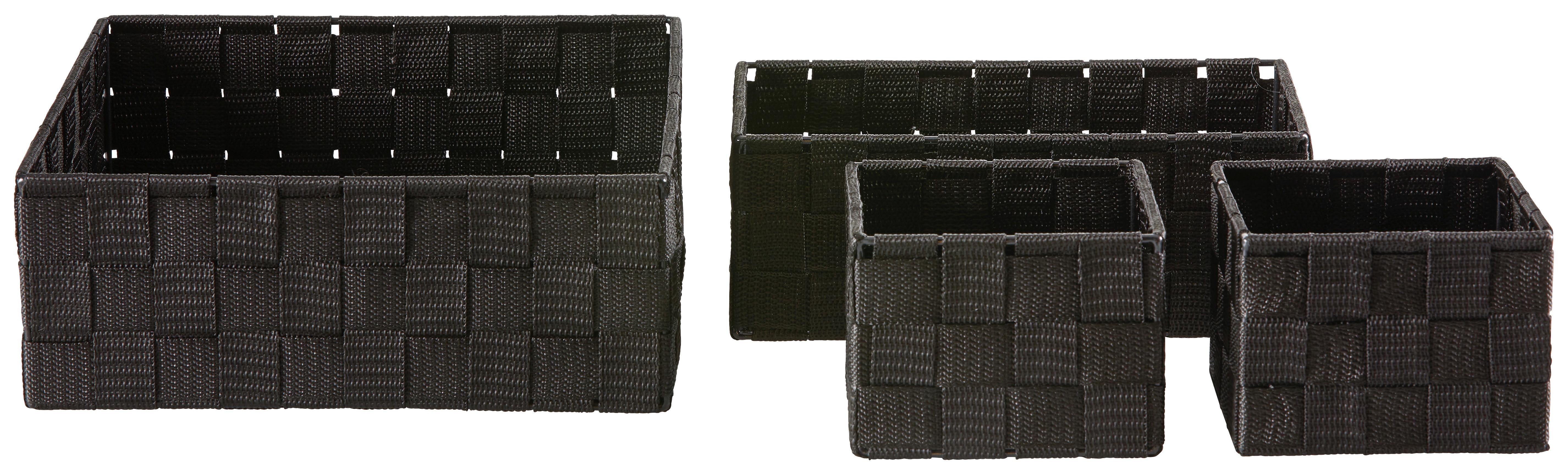 Sada košíkov Kelly, 4ks/bal. - čierna, Romantik / Landhaus, kov/plast - Mömax