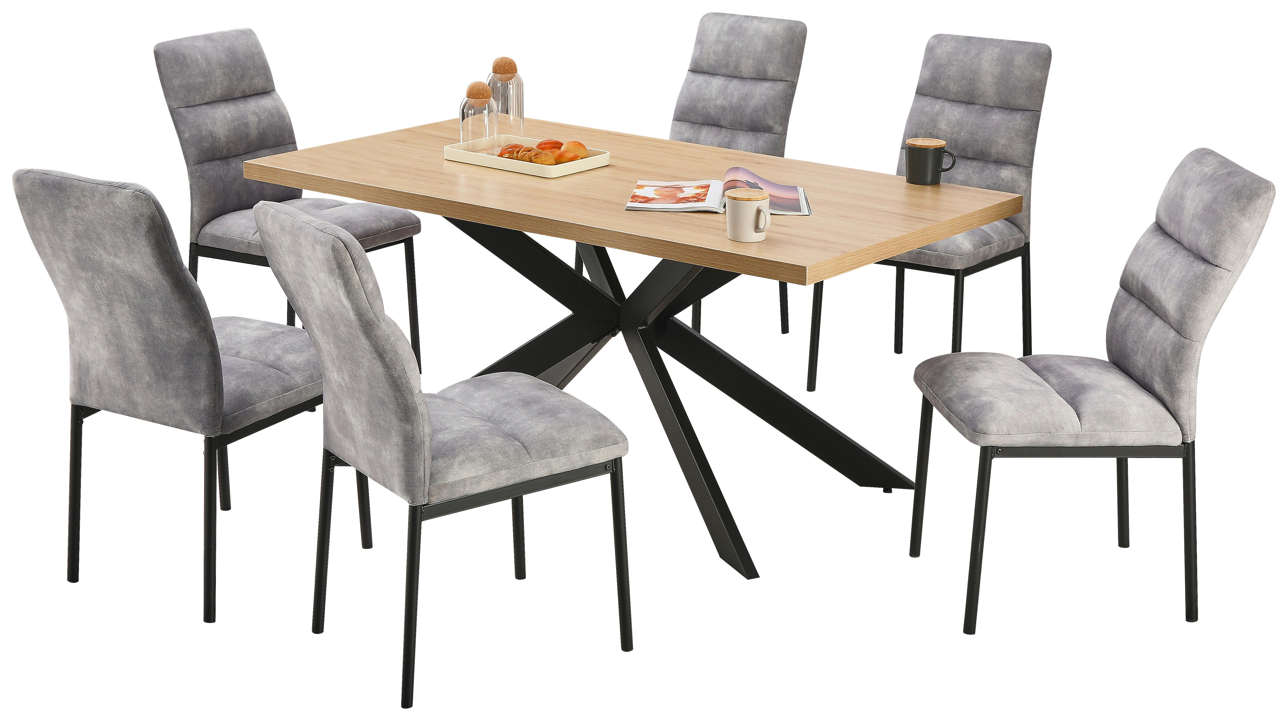 JÍDELNÍ SET SYDNEY - šedá/černá, Moderní, kov/kompozitní dřevo (160/75/90cm)