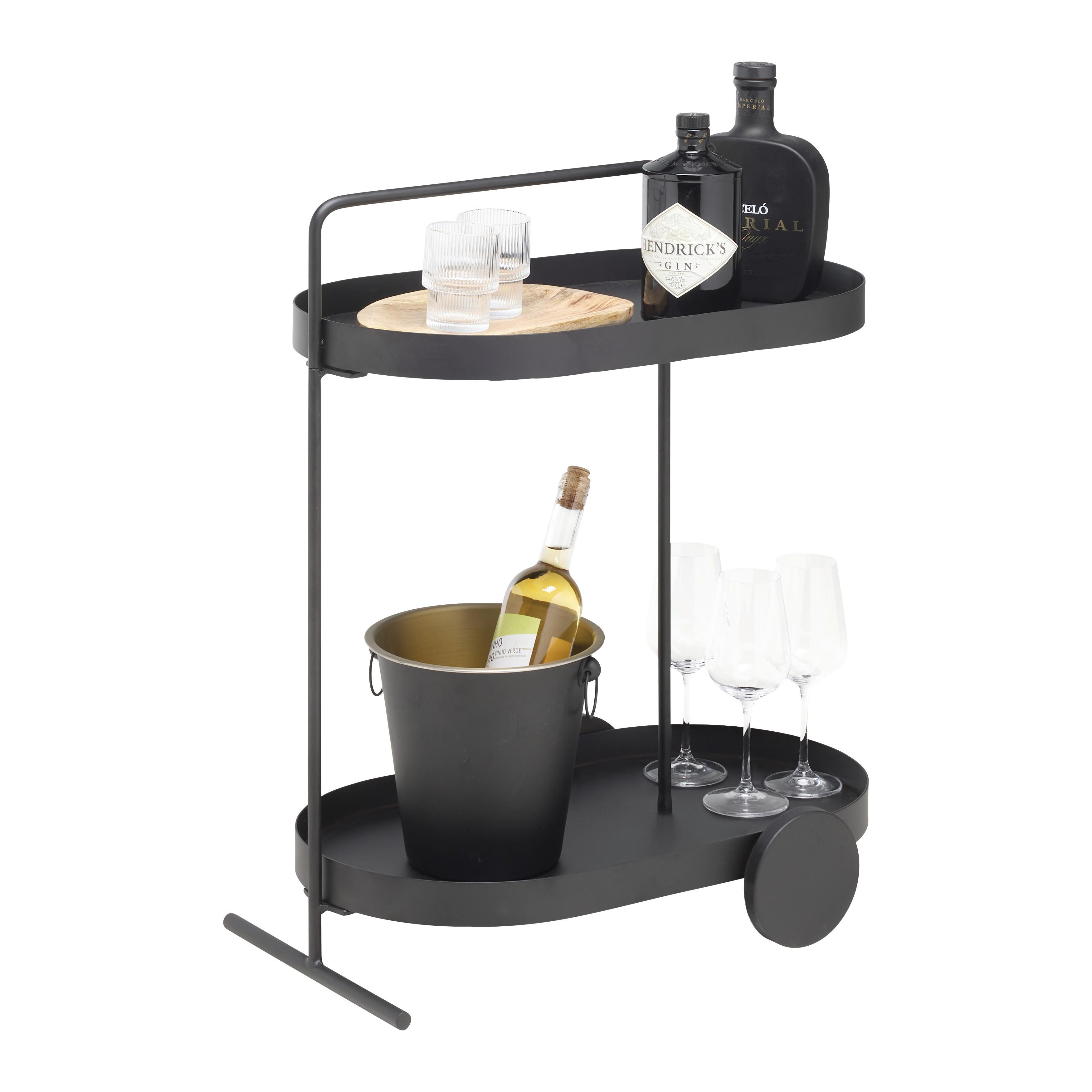 SERVÍROVACÍ VOZÍK FLAVIO -TREND- - černá, Moderní, kov (59/70/37cm) - Mömax