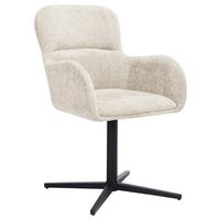 Armlehnstuhl Amber Chenille Beige, B: 56 Cm - Beige/Schwarz, MODERN, Holz/Textil (57/85/63cm) - Livetastic