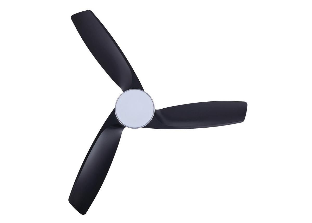 Deckenventilator Bronx - Chromfarben/Schwarz, Basics, Kunststoff/Metall (132/21.5/132cm)
