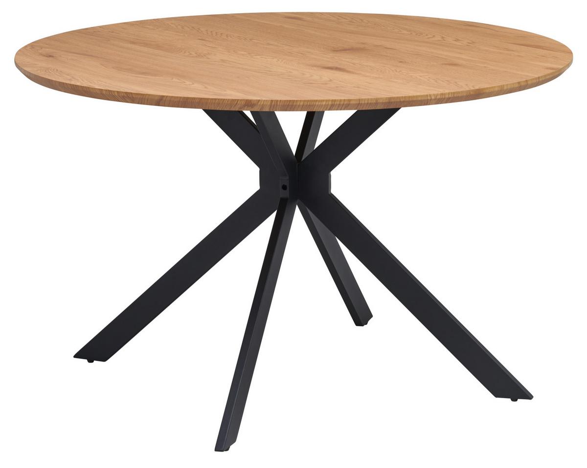 Esstisch Levin Mdf Eiche Dekor, B: 120 cm - Eichefarben/Schwarz, KONVENTIONELL, Holzwerkstoff/Metall (120/120/76cm) - MID.YOU