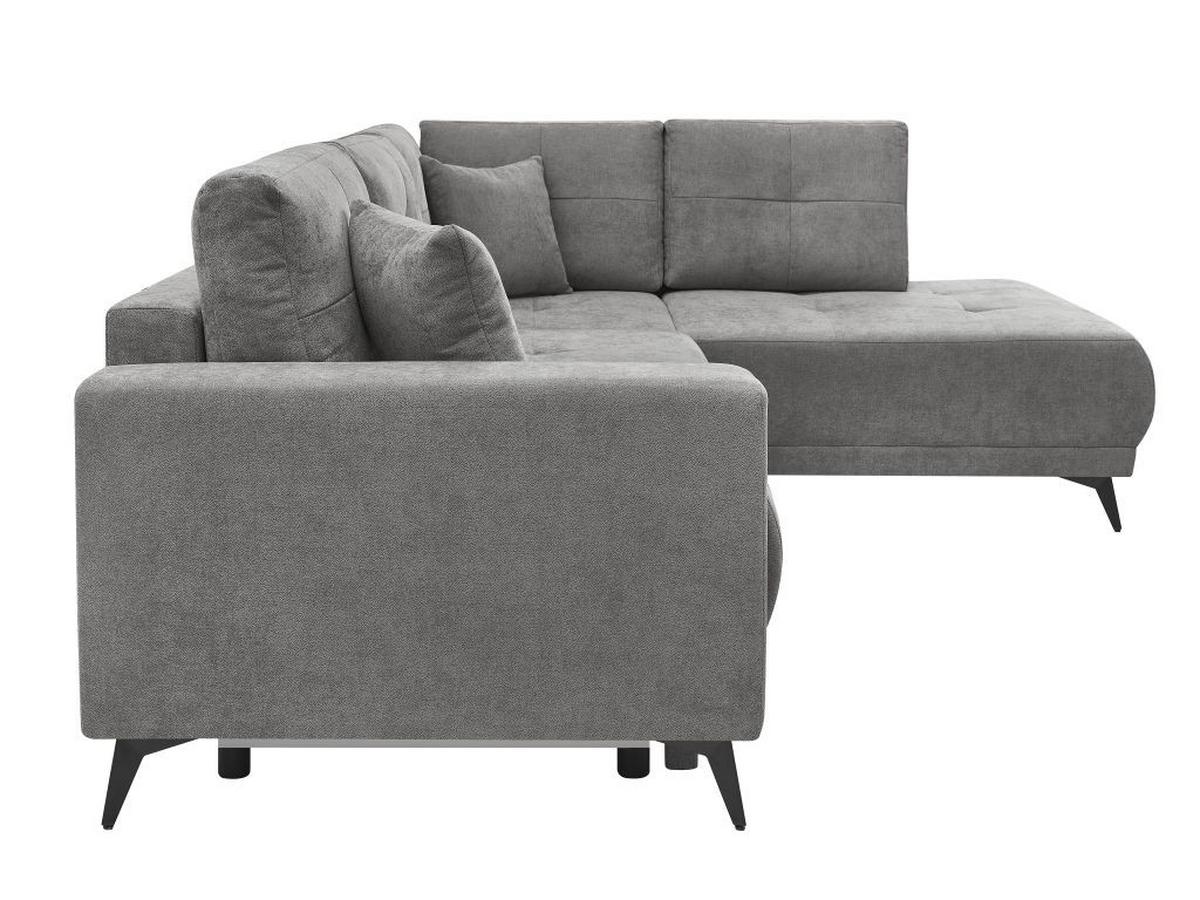 Rohová sedačka TEXAS, pravá, sivohnedý velúr - čierna/taupe, Konventionell, drevo/textil (259/203cm) - Based