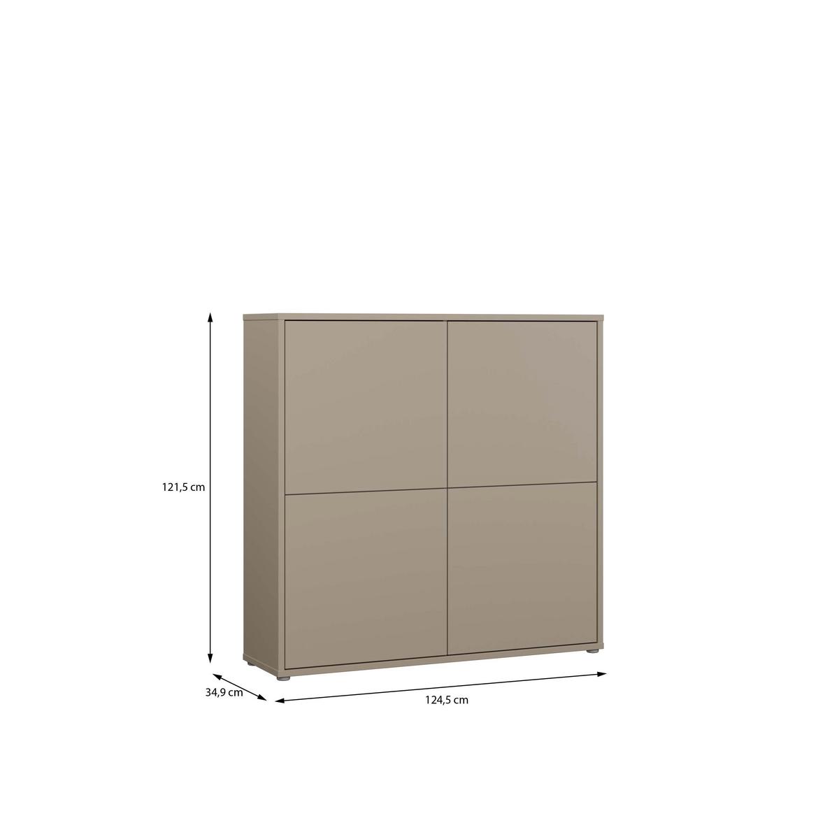 Vysoká komoda barva taupe - béžová hnědá, Moderní, kompozitní dřevo (124,5/121,5/34,9cm)