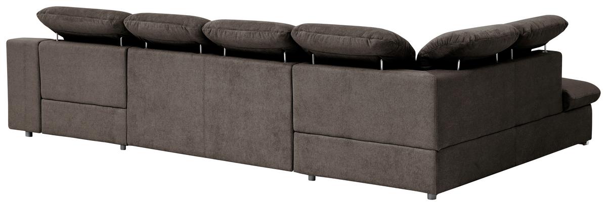 Wohnlandschaft Isona Braun Chenille - Chromfarben/Braun, Design, Textil (212/353/165cm) - Livetastic