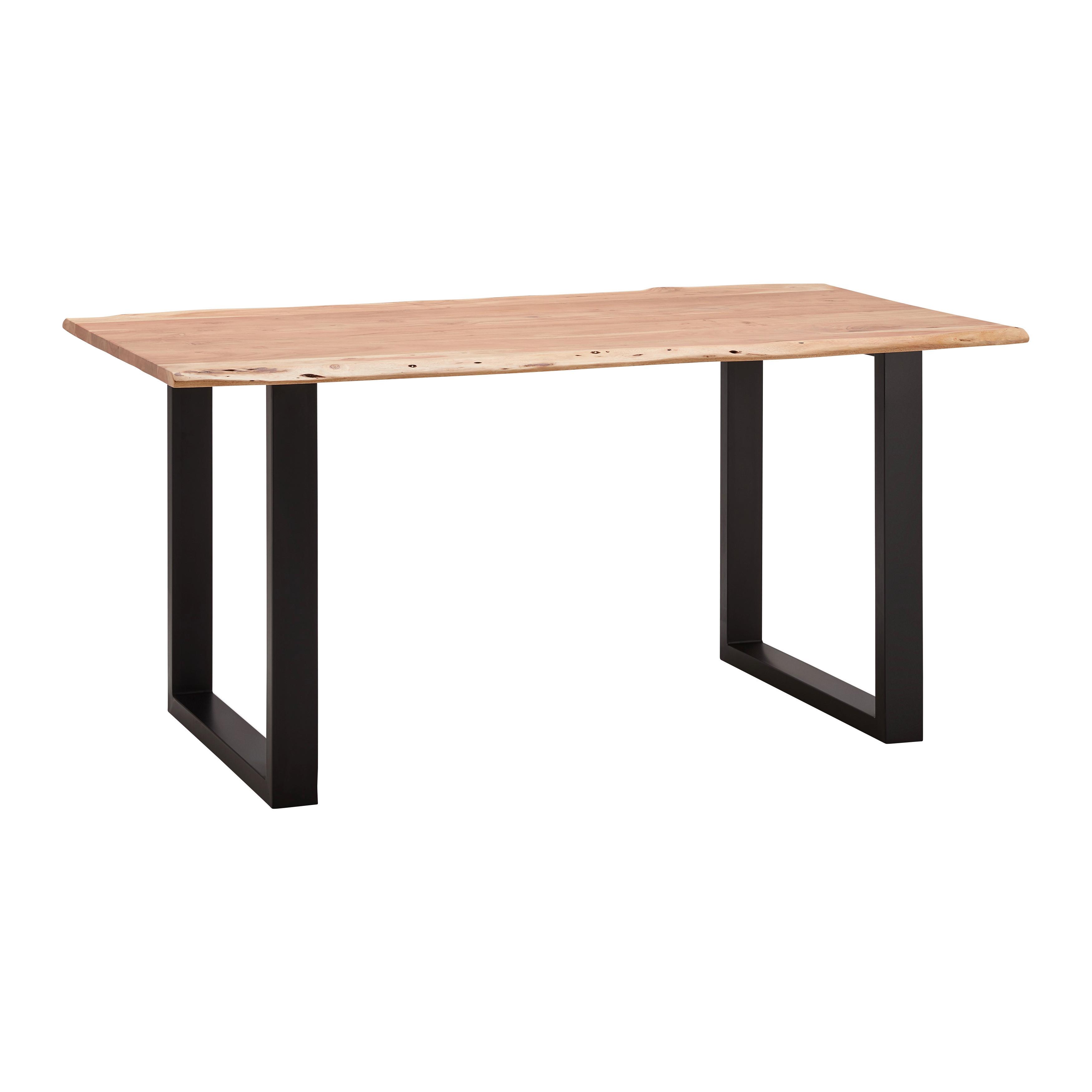 Jedálenský stôl z masívu MALMO 160x85 cm - čierna/farba akácie, Modern, kov/drevo (160/85/76cm) - Bessagi Home