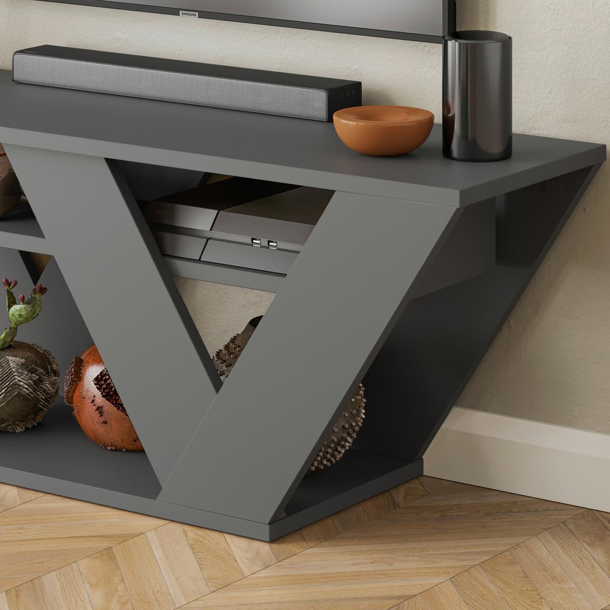 Lowboard Pipralla Fernsehtisch - Anthrazit, Design, Holzwerkstoff (110/30/40cm) - Livetastic