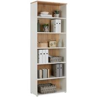 Regál na šanóny KONTOR K2 - biela/farba duba, Modern, kompozitné drevo (80/220/38cm)