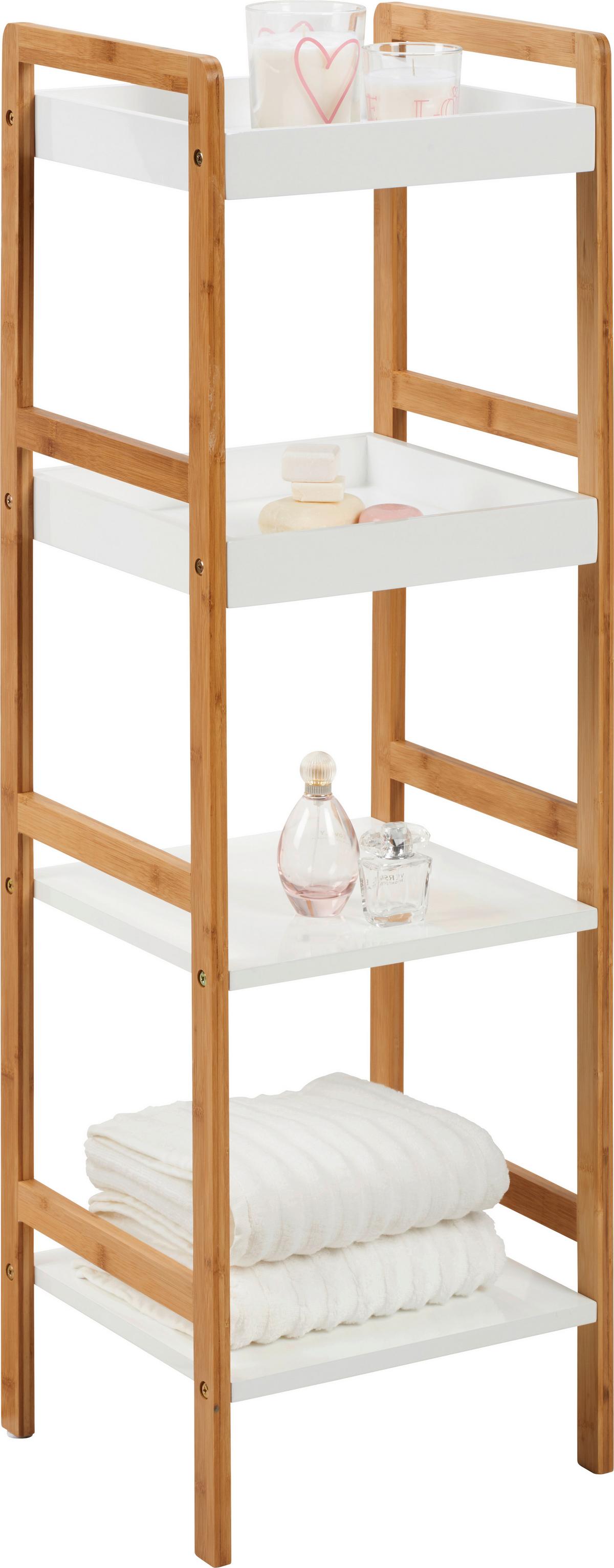 Regál biely lak - biela/prírodná farba, Modern, kompozitné drevo/prírodné materiály (36/110/33cm) - Mömax