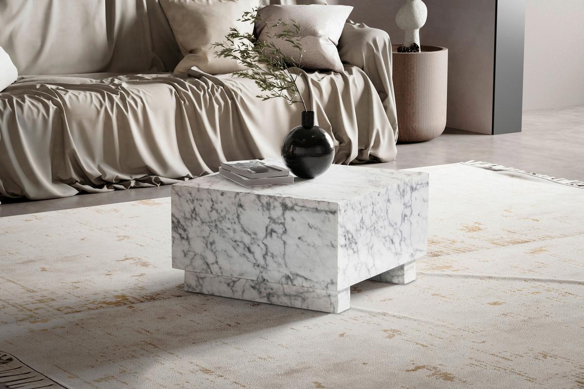 Couchtisch Monobloc - Weiß Hochglanz/Weiß, LIFESTYLE, Holzwerkstoff (60/60/35cm) - Livetastic