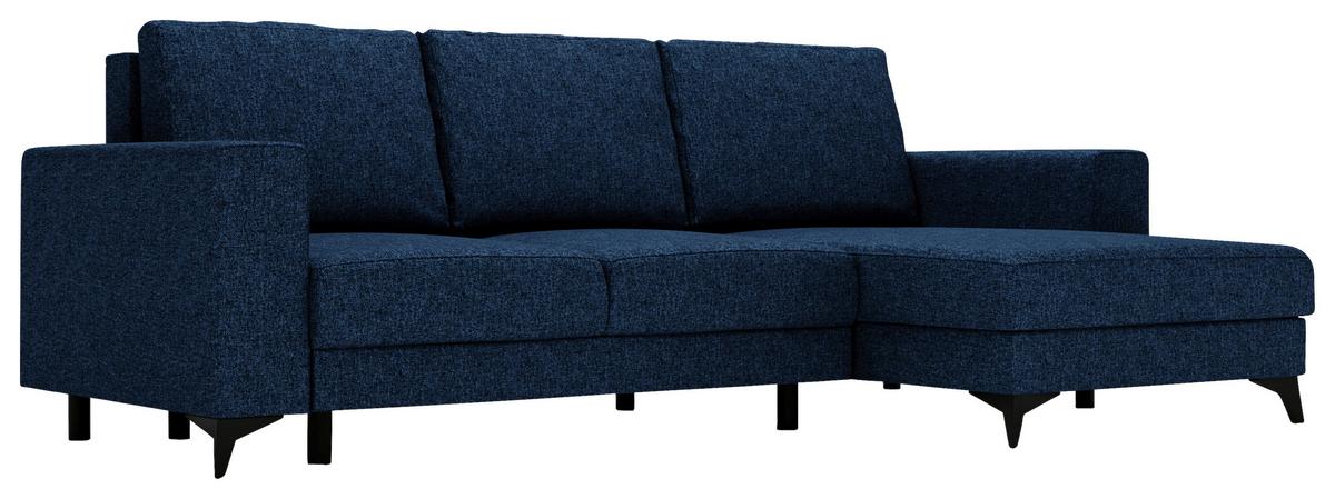 Ecksofa Harvey 244x156 cm mit Schlaffunktion Blau - Blau/Schwarz, Design, Textil (244/156cm) - Livetastic
