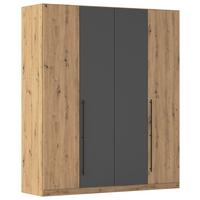 Kleiderschrank Safari B: 181 cm - Eiche Artisan/Grau, KONVENTIONELL, Holzwerkstoff (181/229/54cm)
