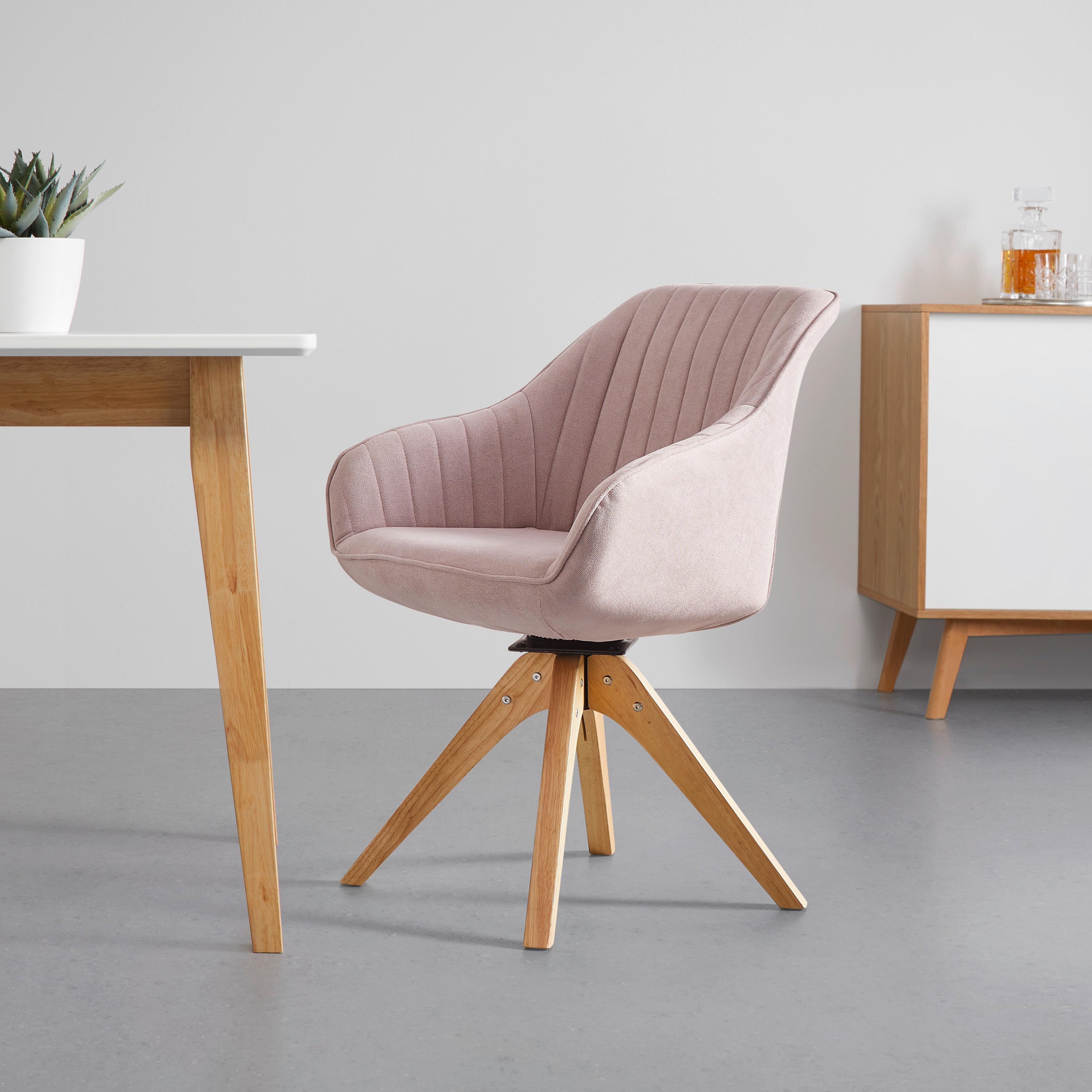 Jedálenská stolička LEONIE - ružová/farba duba, Modern, drevo/textil (60/84/61cm) - Modern Living