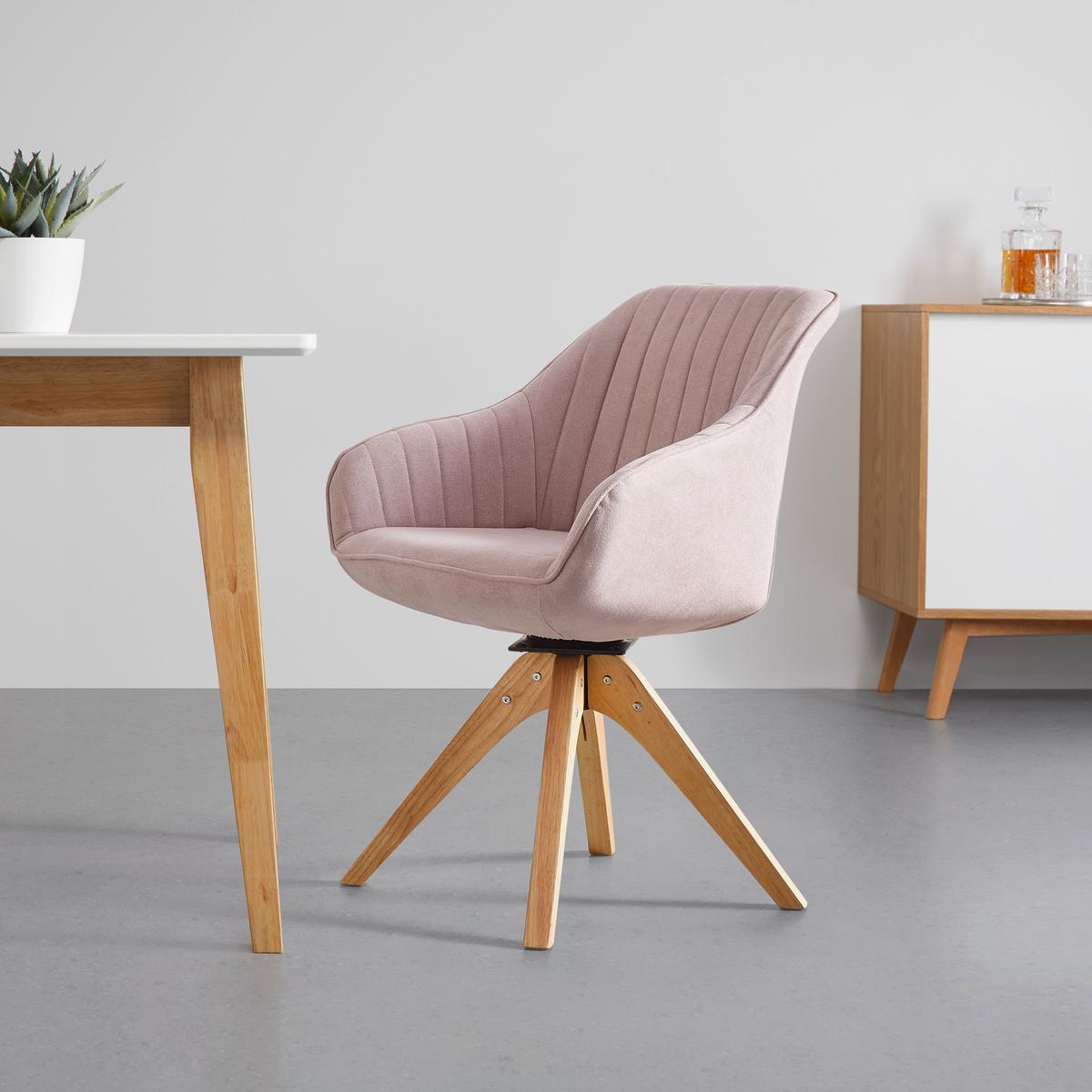 Jídelní židle LEONIE růžová - růžová/barvy dubu, Moderní, dřevo/textil (60/84/61cm) - Modern Living