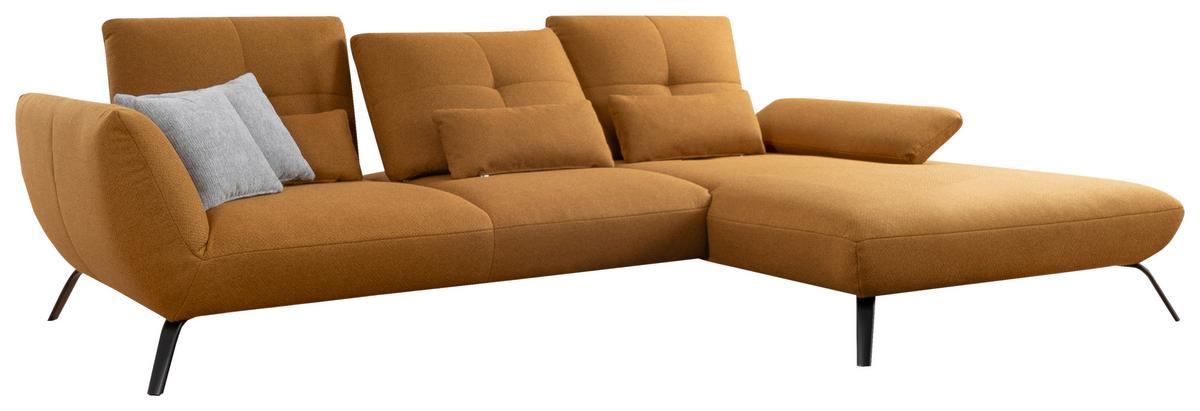 Wohnlandschaft Dover Xc - Currygelb/Dunkelgelb, MODERN, Holzwerkstoff/Textil (301/191cm)