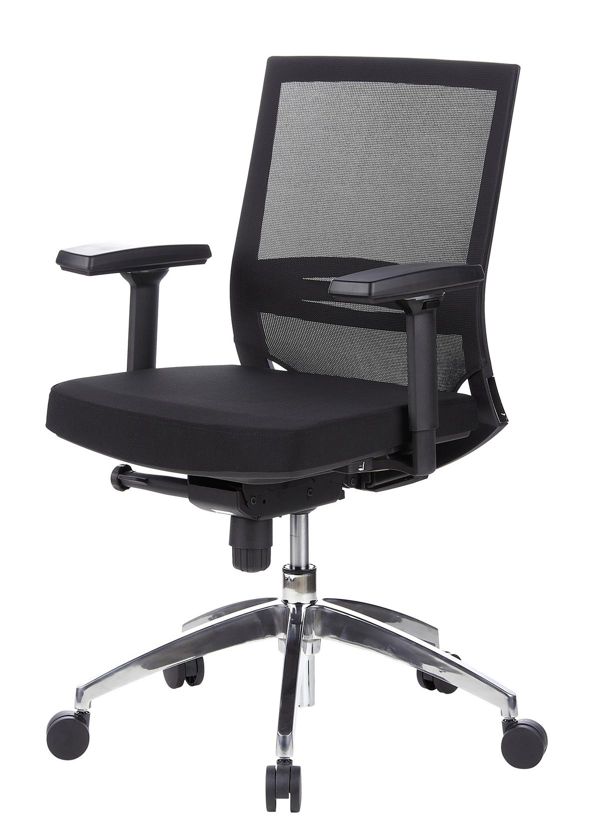 Drehstuhl Porto Pro Schwarz - Alufarben/Schwarz, MODERN, Kunststoff/Textil (59/108/49cm) - MID.YOU