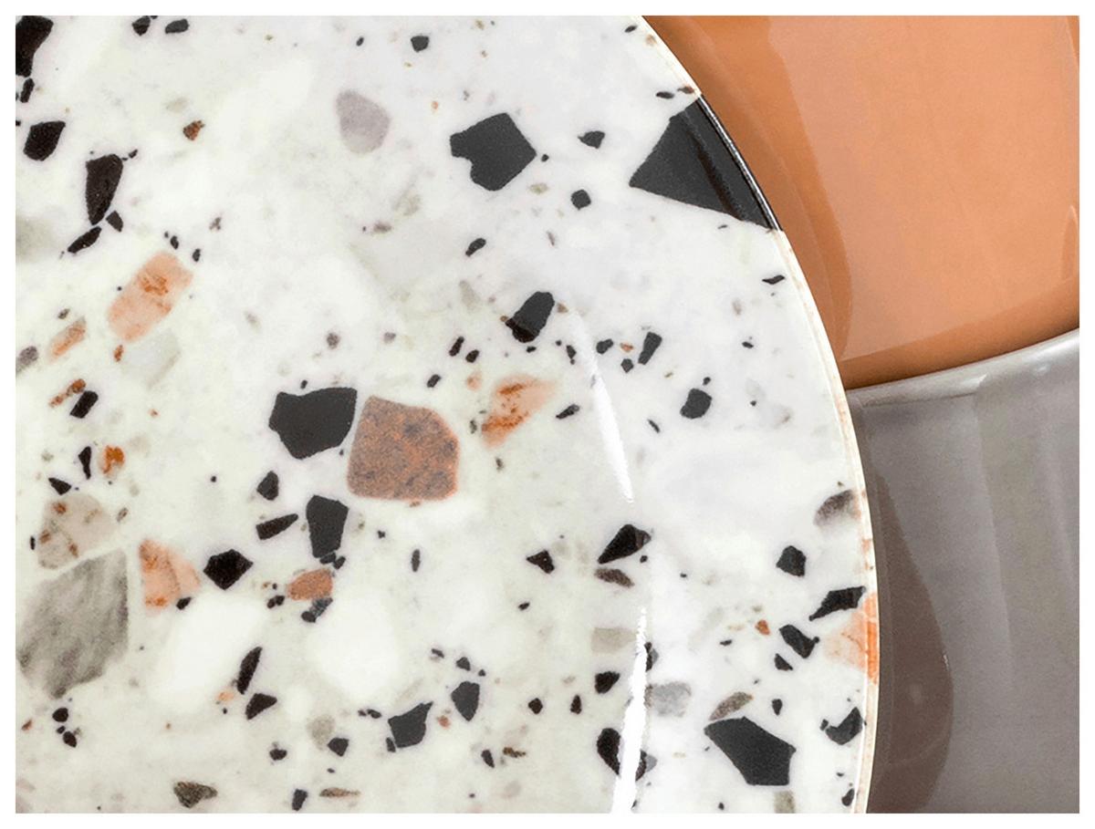 Kombiservice Terrazzo Mix, Grau, 16-Tlg. - Koralle/Multicolor, Basics, Keramik - Creatable