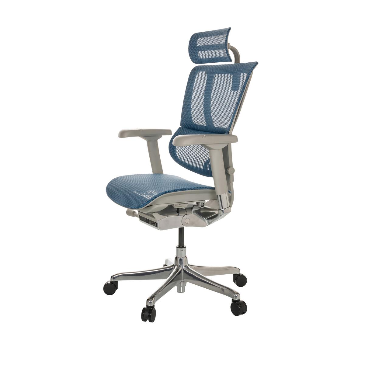 Drehstuhl Ergohuman Slim I G - Blau/Silberfarben, Basics, Kunststoff/Textil (69/116-138/66cm) - MID.YOU