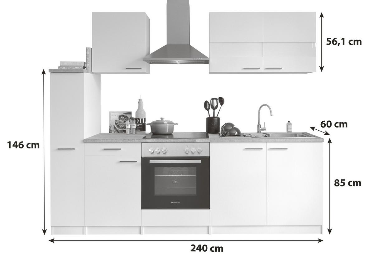 KÜCHENBLOCK MALIA KÜCHENBLOCK 240 CM - Nussbaumfarben/Weiß, Basics, Holzwerkstoff (240cm) - Respekta