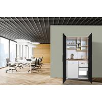 Schrankküche M. Kühlschrank + Kochfeld 104 Cm Modern - Silberfarben/Schwarz, MODERN, Holzwerkstoff/Metall (104/193/67cm) - Respekta