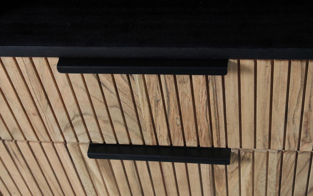 Schrank Kunja Akazie Massiv, B: 118 cm - Akaziefarben, Trend, Holz/Metall (118/195/40cm)