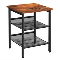 Beistelltisch mit Ablagefächer Braun Vintage, Schwarz - Schwarz/Braun, Trend, Holzwerkstoff/Metall (40/55/40cm) - Boxxx
