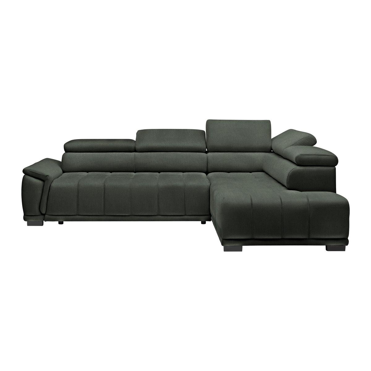 Rohová sedačka GRINALDI, pravá, tmavozelená - čierna/tmavozelená, Modern, textil/plast (283/206cm) - Premium Living