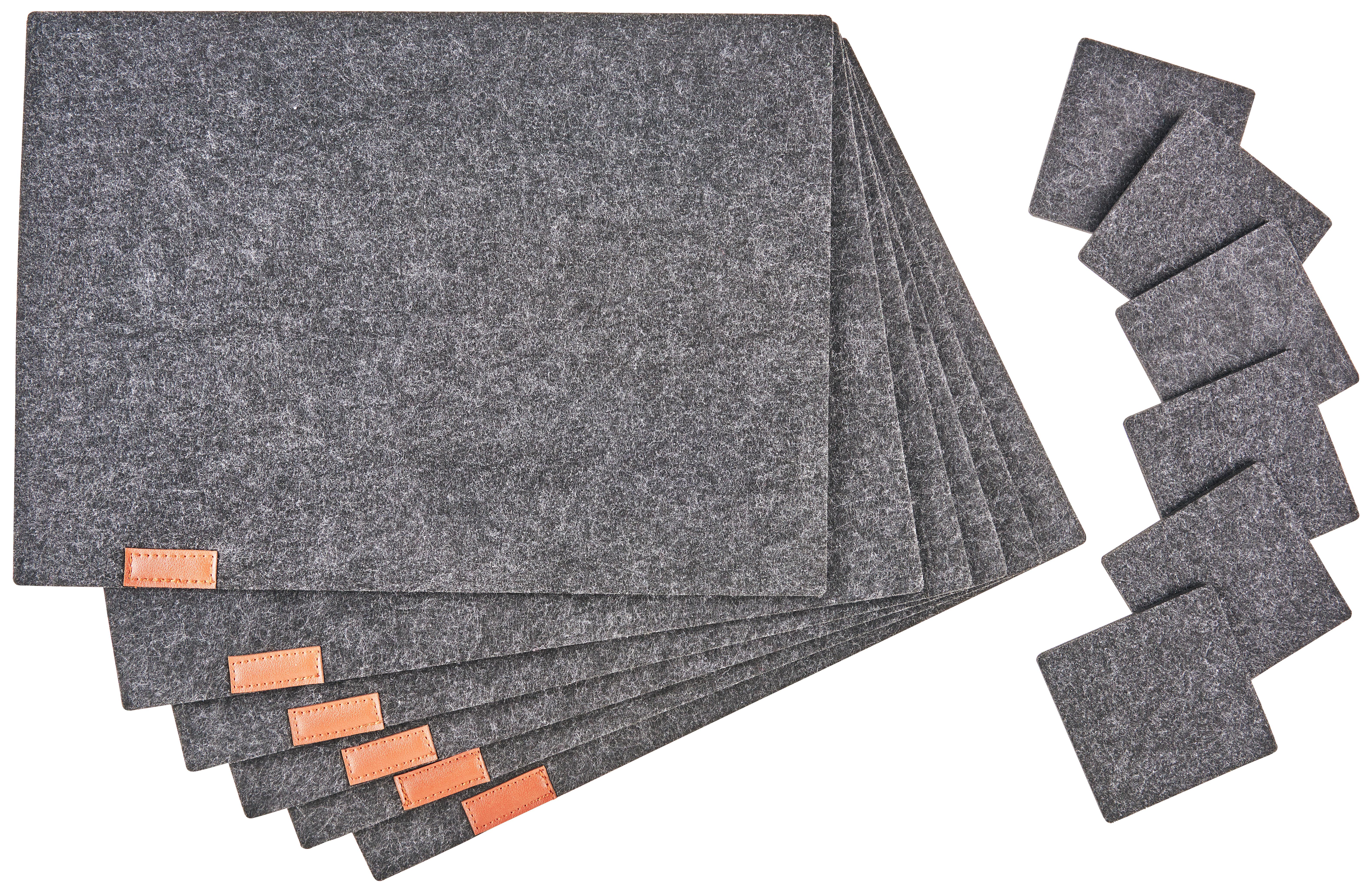 PROSTÍRÁNÍ Felt, 12 kusová sada - tmavě šedá, Moderní, textil - Mömax