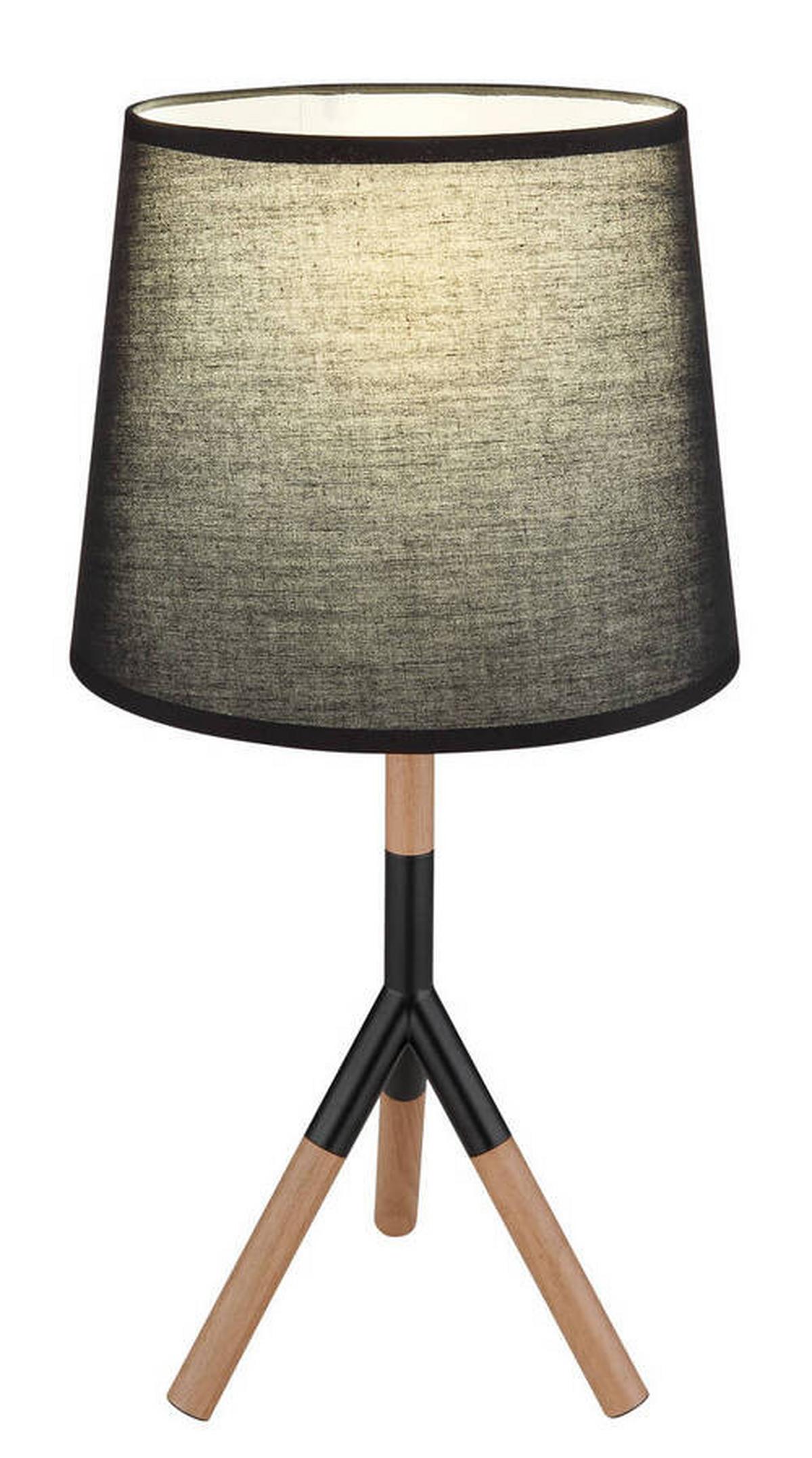 Tischleuchte 21629t - Schwarz/Naturfarben, Basics, Holz/Textil (25/45cm) - Globo