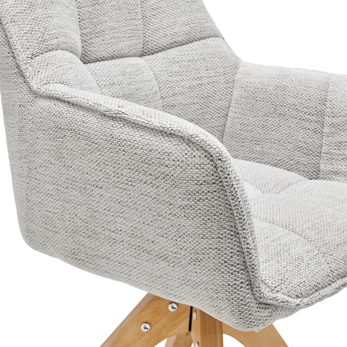 Armlehnstuhl Kerry Hellgrau, Echtholz Beine - Eichefarben/Hellgrau, LIFESTYLE, Holz/Textil (61/85/63cm) - Livetastic