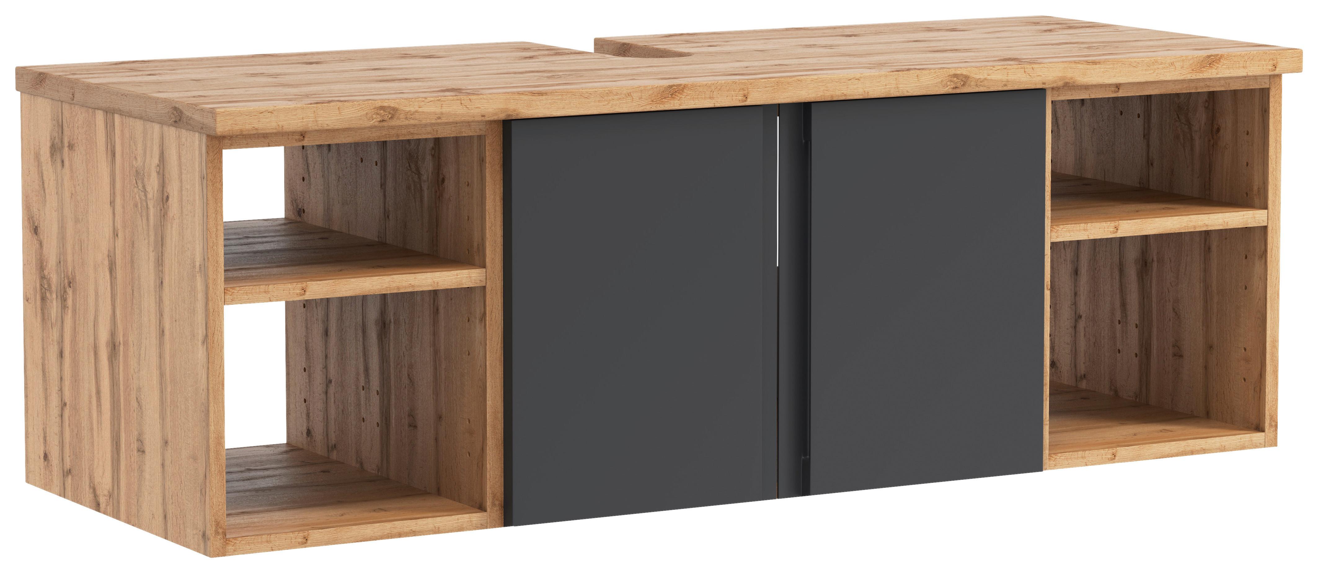 Hängender Waschbecken- Unterschrank Arosa B: 120 cm - Eiche Wotan/Grau, MODERN, Holzwerkstoff (120/41/47cm) - Held