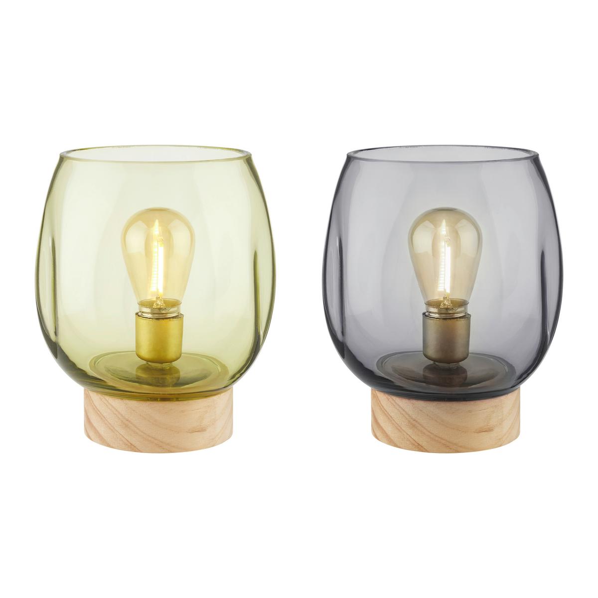 Náladové svítidlo Levi, V: ca 14cm,dřevo,sklo - dřevo/sklo (14/17/14cm)