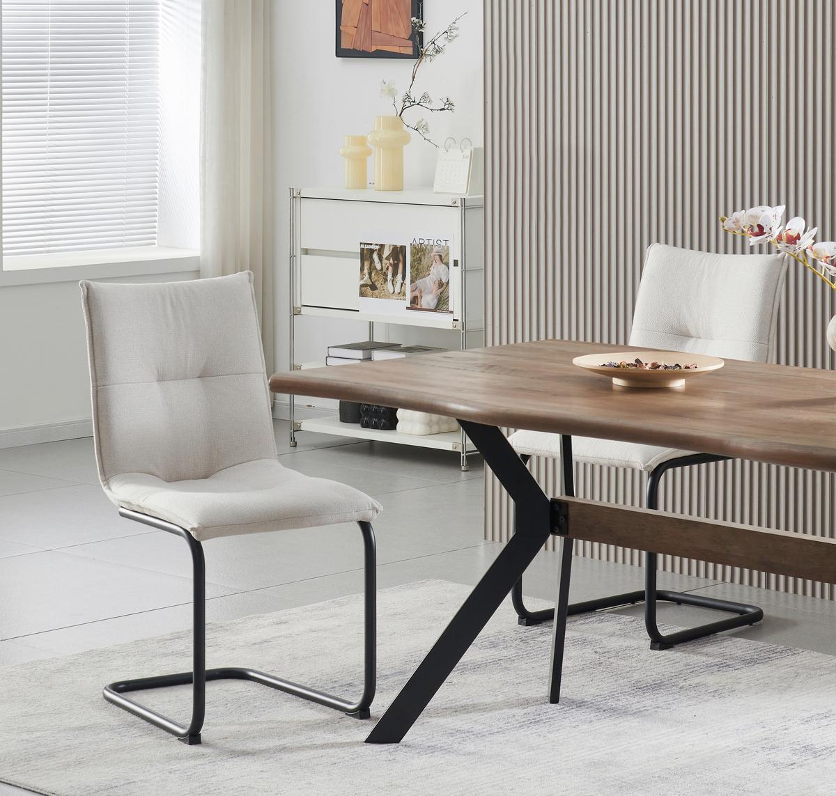 Schwingstuhl-Set Sonja Creme B: 46 cm - Creme/Schwarz, MODERN, Textil/Metall (46/89/57cm) - MID.YOU