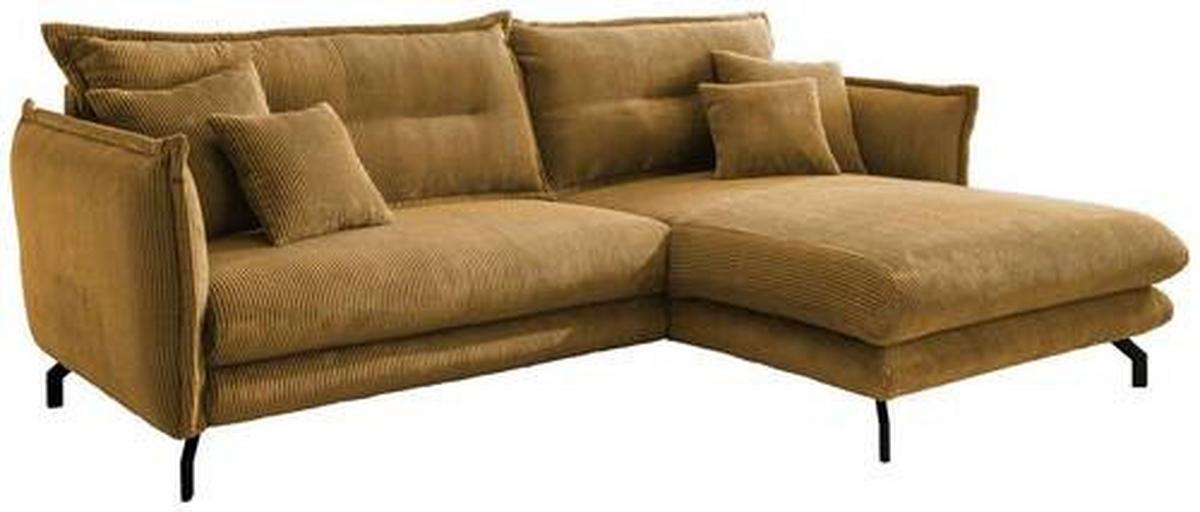 Ecksofa Lava Goldfarben S: 255/180 cm - Goldfarben/Schwarz, MODERN, Textil (255/180cm) - Livetastic