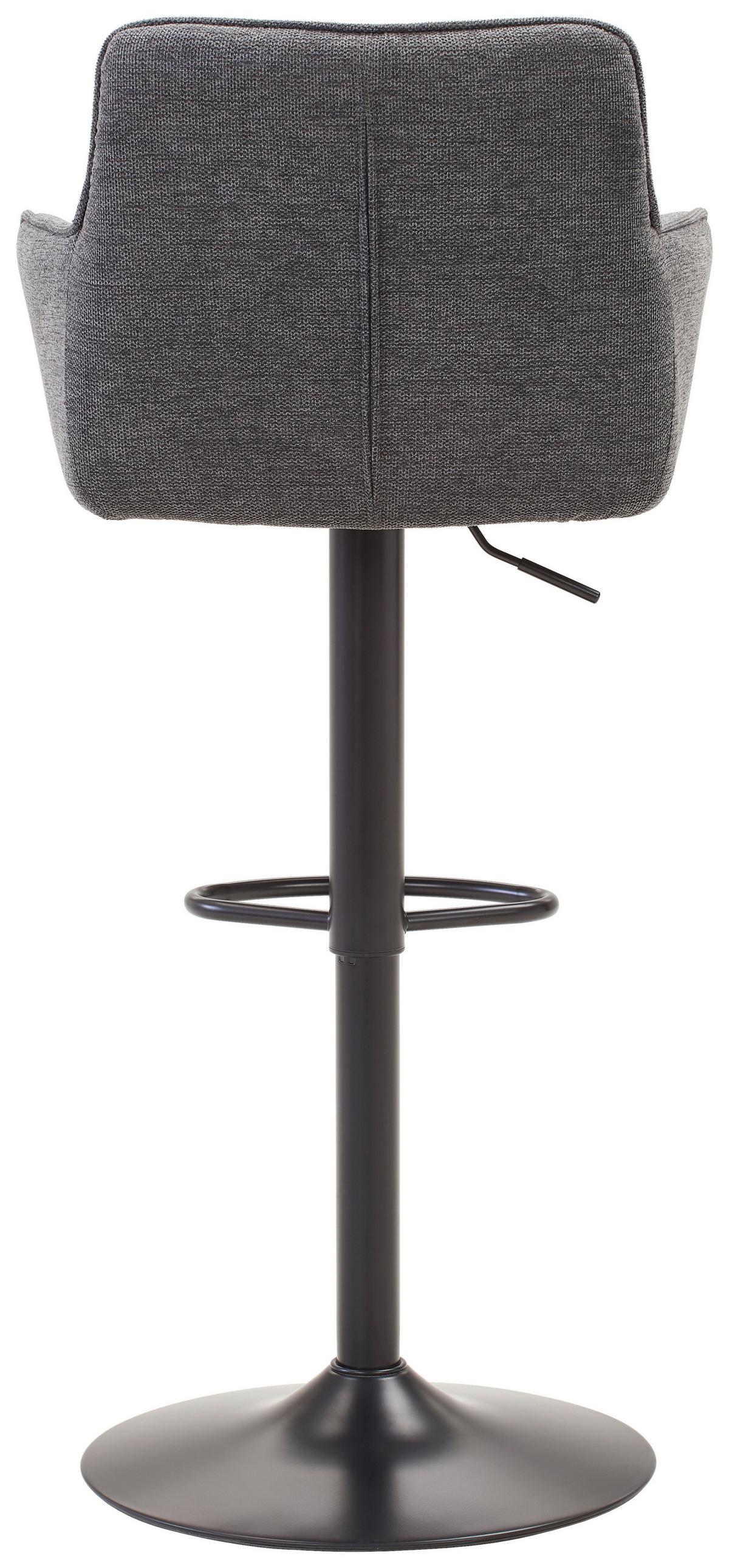 Barhocker Luigi Grau höhenverstellbar, B: 54,5 cm - Schwarz/Grau, MODERN, Textil/Metall (54,5/111,5/51,5cm) - Livetastic