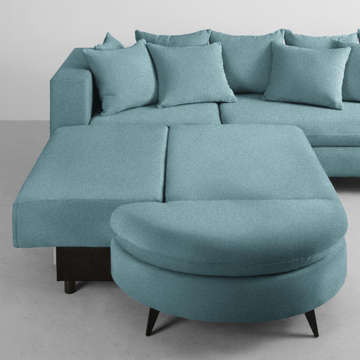 Rohová sedačka AXEL, levá, modrá žinylka - modrá/černá, Moderní, kov/textil (250/291cm) - Mömax