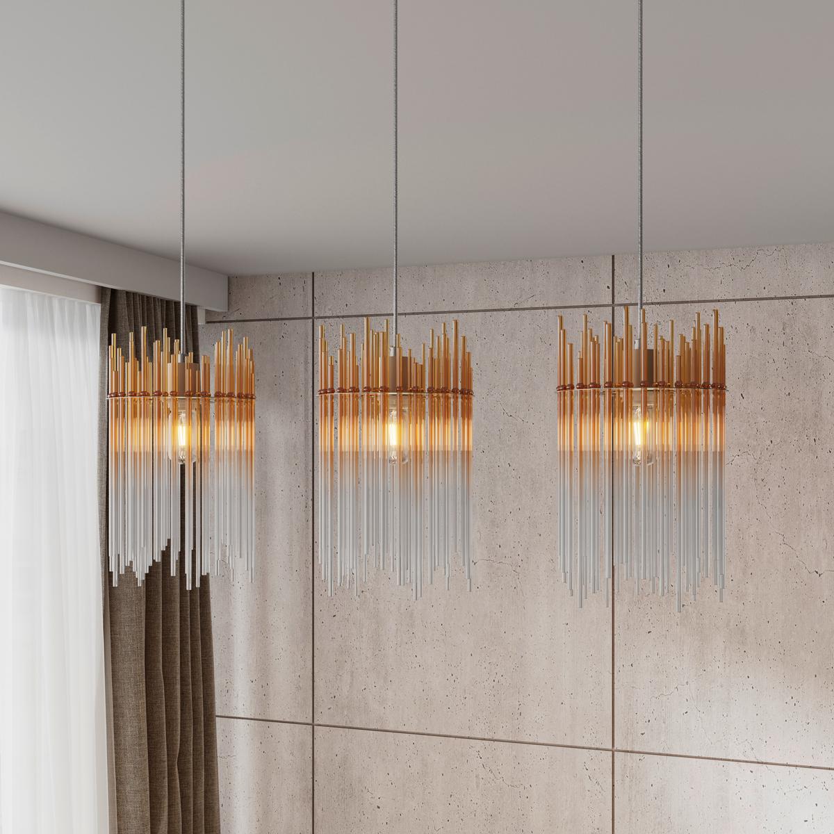 HÄNGELEUCHTE STAB - Champagner/Transparent, MODERN, Glas/Kunststoff (81/20/150cm)